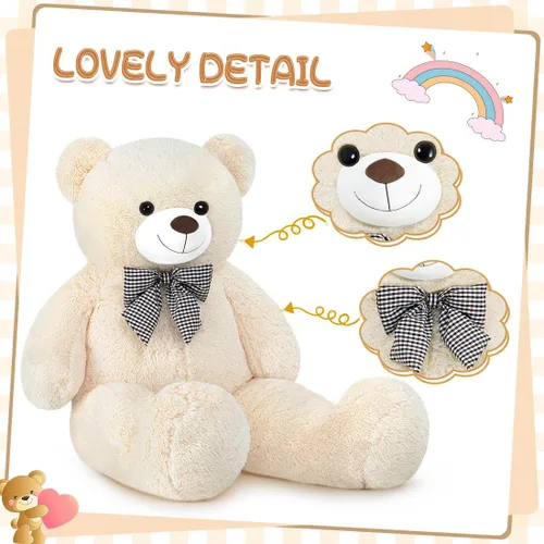 Vista 4 de Oso de peluche gigante de 47", enormes animales de peluche suaves, peluches suaves de 4 pies, gran oso de regalo para niños, novia, día de San Crema