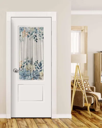 Vista 9 de Cortinas de puerta francesa de Navidad para ventana de puerta, panel de cortina con bolsillo para barra con alzapaños para luz lateral delantera