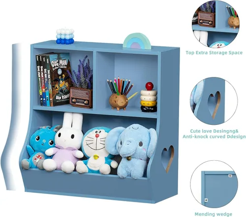 Vista 9 de Lerliuo Estantería y organizador de almacenamiento para bebés y niños pequeños, gabinete y librero para niños, estante de madera con 3
