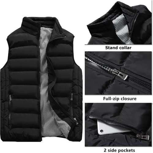 Vista 2 de Vcansion Chaleco de abrigo acolchado con cuello alto casual para hombre
