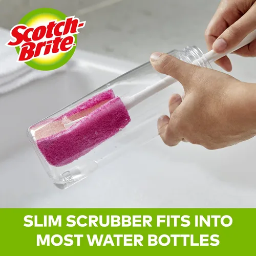 Vista 5 de Scotch-Brite Limpiador de botellas de agua, seguro en vidrio, plástico y acero inoxidable (paquete de 2)