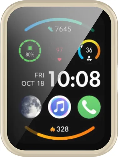 Vista 9 de FitTurn Compatible con Huawei Watch FIT 2 Funda protectora de pantalla PC + película templada resistente a los arañazos Funda protectora para Huawei