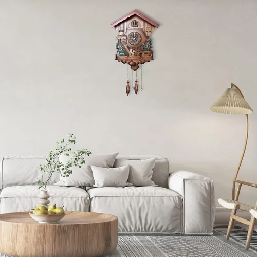 Vista 6 de Reloj de pared con péndulo de cuco Kendal, cuarzo, bosque negro, casa, decoración del hogar MX239