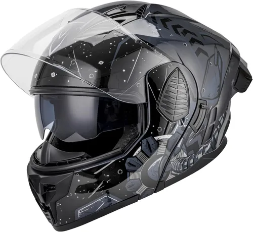 Vista 8 de OUMURS Cascos modulares de motocicleta de cara completa abatible, casco de motocicleta para bicicleta de calle, unisex, modelo 167 para adultos