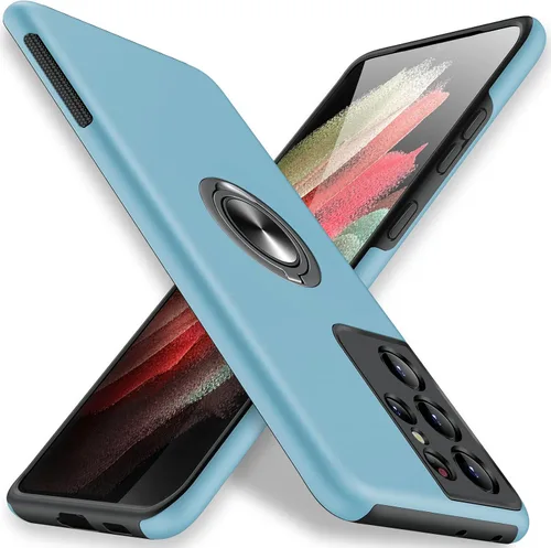 Vista 29 de JAME Funda para Samsung Galaxy S21 Ultra, Protector Delgado y Suave con Parachoques para Samsung S21 Ultra, con Soporte de Anillo Invisible y Atril