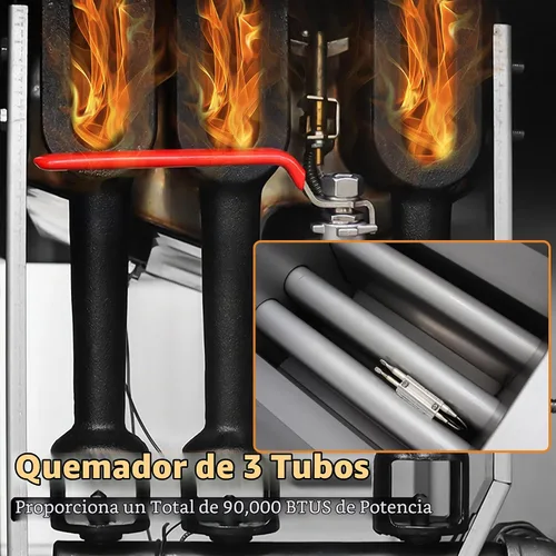 Vista 4 de Freidora de Piso Comercial a Gas con 2 Canastas, Freidora a Propano de Gas de 90000 BTU - Solo para Uso Comercial, Control de Temperatura