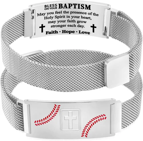 Vista 77 de Regalos de graduación, pulsera de fútbol, fútbol, baloncesto, béisbol, regalos de pulsera, pulseras de cruz de fe para hombres, bautismo, primera