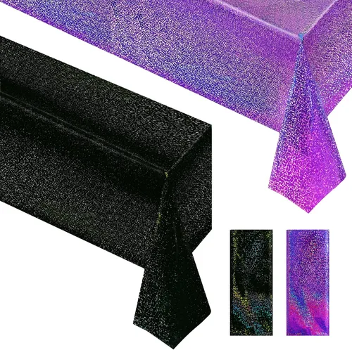 Vista 15 de Just Shimmer Mantel holográfico azul claro de 40" x 108" Decoración de fiesta rosa fuerte Día de San Valentín Fiesta de cumpleaños Decoración