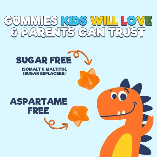 Vista 6 de Gomitas multivitamínicas para niños, sin azúcar, sabrosas gomitas de sabor a naranja, apoyo inmunológico diario con 100% vitamina B12, vitaminas