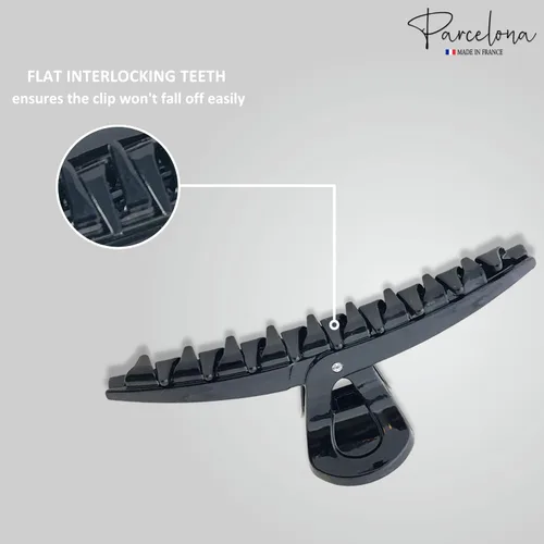 Vista 4 de Parcelona Pinza de pinza de pelo con pinza para el cabello cubierta negra francesa para mujer