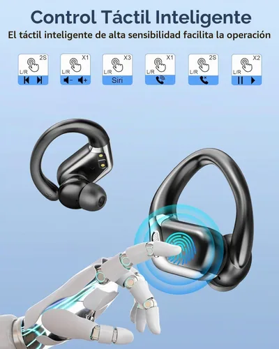 Vista 7 de Auriculares inalámbricos Bluetooth IP7 con estéreo HIFI para deporte Auriculares inalámbricos Eerphones Bluetooth 5.4 inalámbricos con ganchos