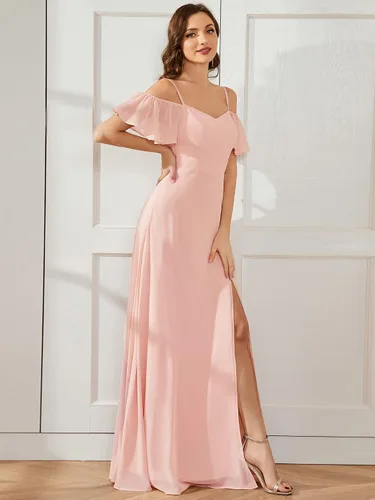 Vista 3 de Ever-Pretty Vestidos de dama de honor de gasa con mangas y hombros descubiertos para mujer 0237