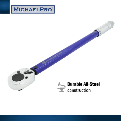 Vista 4 de MichaelPro Llave dinamométrica de clic de 1/2 pulgada, 10-150 ft-lb, doble dirección, ± 4% de precisión, cabezal de trinquete reversible, llave