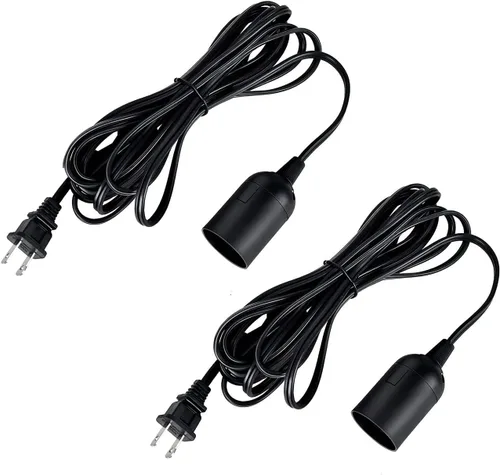 Vista 15 de Simple Deluxe - Cordón de lámpara colgante de linterna de 15 pies con enchufe E26, con interruptor de encendido/apagado (bombilla no incluida)