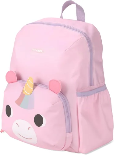 Vista 6 de Skip Hop Mochila para niños pequeños con correas acolchadas ajustables, bolsillo frontal con cremallera y bolsillo lateral para botella, se adapta a