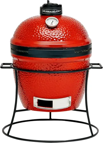 Vista 12 de Joe Jr - Parrilla de carbón portátil de 3 piezas por Kamado Joe con cubierta de parrilla y carrito con estantes laterales