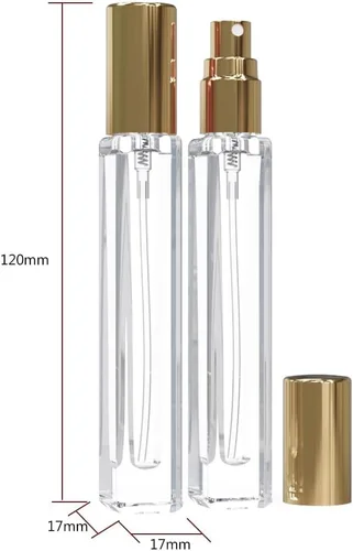 Vista 3 de 5 atomizadores de colonia vacíos, 0.3 fl oz, mini botellas de perfume recargables con herramientas dispensadoras, botella rociadora de bolsillo