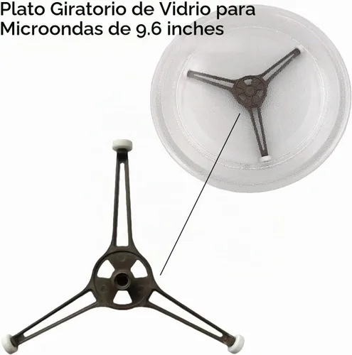 Vista 8 de Paquete de 1 bandeja de placa giratoria plana para horno de microondas, soporte giratorio de triple brazo con ruedas, brazo de repuesto de rodillo