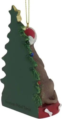 Vista 3 de Pitbull americano sentado por Navidad ornamento mascota perro animal decoración C7954PB