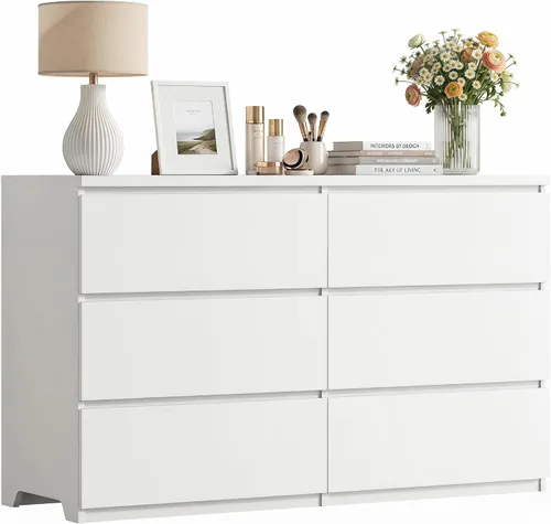 Vista 16 de Cómoda negra de 6 cajones para dormitorio, cómoda de cajones profundos moderna con diseño sin tirador, cómoda de almacenamiento con cajones, mueble
