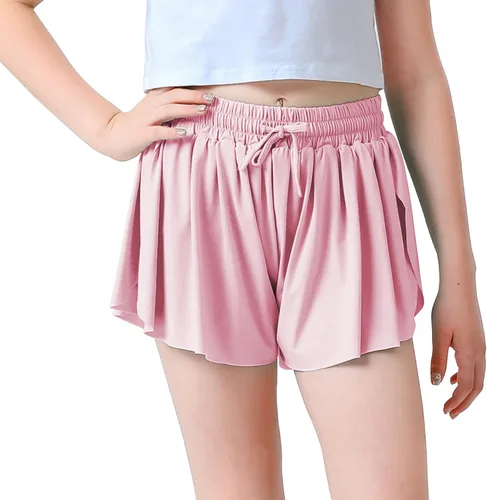 Vista 4 de Pantalones cortos fluidos de mariposa para niñas, pantalones cortos deportivos para niños pequeños, faldas de tenis 2 en 1, pantalones cortos