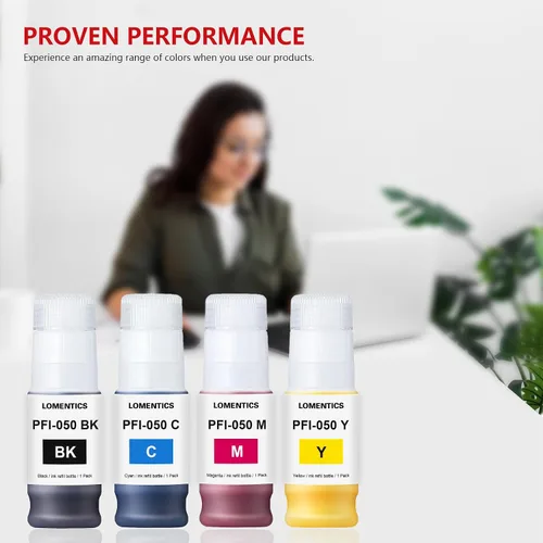 Vista 9 de PFI-050 - Depósito de tinta de pigmento de 2.4 fl oz (paquete de 4 unidades, negro cian magenta amarillo) - Lometic PFI-050 PFI050 Cartucho de tinta