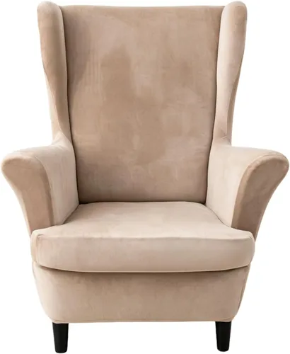 Vista 19 de Wingback - Funda elástica para silla, 2 piezas, con respaldo de ala, funda protectora de muebles impresa, suave con parte inferior elástica