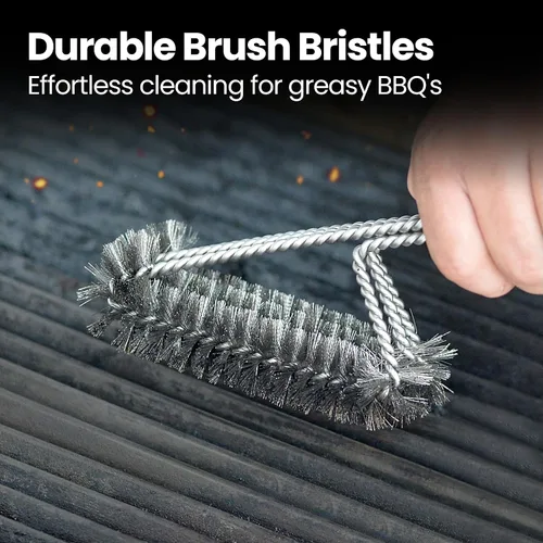 Vista 5 de Kit de limpieza de cepillo de parrilla de acero inoxidable fácil gourmet, raspador cambiable Durable Grill Brush and Griddle Scraper Combo with