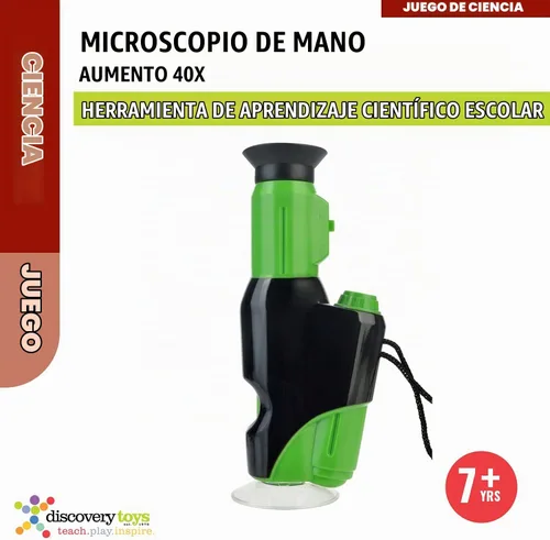 Vista 5 de Discovery Toys Microscopio de mano para niños LED de aumento de 40 x - Kit de ciencia STEM Juguete de microscopio de bolsillo Regalo