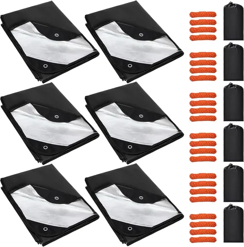 Vista 14 de Paquete de 2 mantas de supervivencia resistentes, lona térmica de emergencia impermeable, multiusos, reflectantes, aisladas, para todo