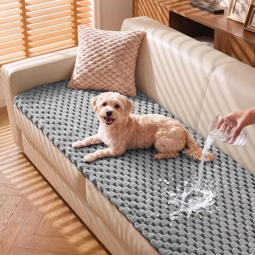 Vista 12 de TAOCOCO 100% Waterproof Couch Cover for Dogs, Washable Flannel Sofa Protector, Non Slip Sofa Covers for 3 Cushion Couch Pet Friendly, Soft Plush Cat