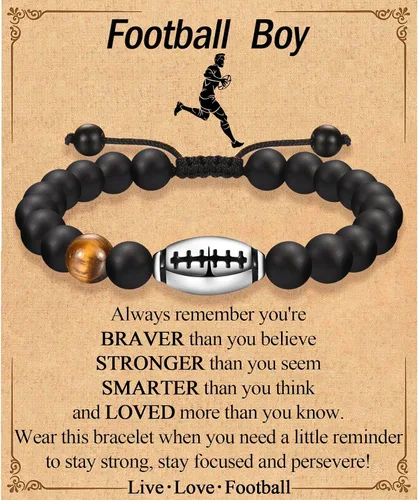 Vista 34 de EFVISD Pulsera de fútbol, baloncesto, béisbol, hockey para regalos para niños jugadores amantes de equipos, hijo, nieto, hermano, sobrino, amigo