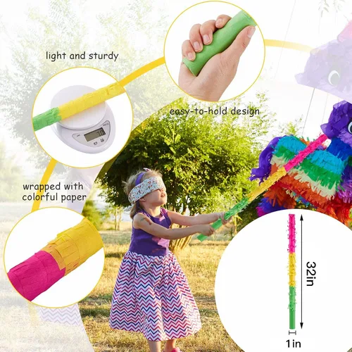 Vista 8 de Palitos de piñata de 32 pulgadas, que no se rompen, la calidad es muy difícil. Los niños pueden disfrutar jugando en la fiesta de piñata sin