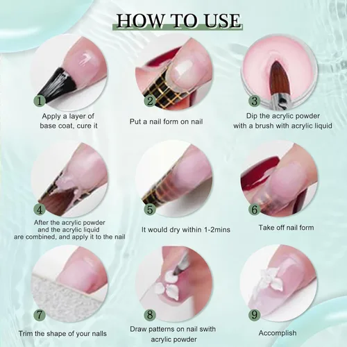 Vista 6 de Polvo acrílico profesional de 0.99 oz/caja de uñas acrílicas para uñas francesas color blanco transparente rojo desnudo para extensión de uñas
