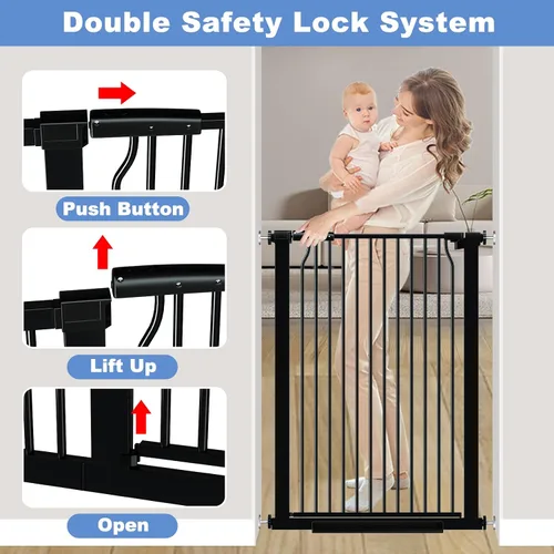 Vista 3 de Puerta extra alta para bebés de 40.5 pulgadas para escaleras, puerta grande de 40.5 a 54.7 pulgadas para interiores, puerta de seguridad montada a