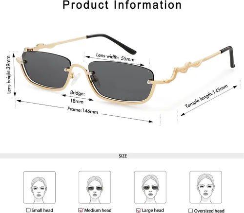 Vista 5 de Appassal Gafas de sol de serpiente de moda para mujeres y hombres, gafas de sol rectangulares estrechas AP3649