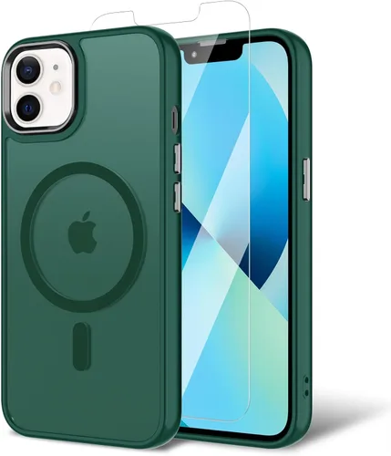 Vista 27 de Funda para iPhone 11 con protector de pantalla, compatible con MagSafe, ultra delgada, translúcida, mate, a prueba de golpes, color negro