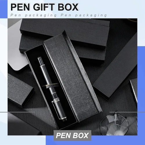 Vista 5 de Gersoniel 6 cajas para bolígrafos de regalo, estuche negro vacío para bolígrafos con cojín, caja de cartón, vitrina para regalo de joyería, regalo