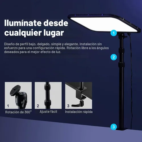 Vista 7 de Godox Luz de llave ES45, luz de video LED con soporte de escritorio extensible, control inalámbrico 2.4G, 0-100% de brillo y temperatura