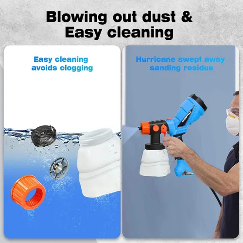 Vista 5 de Pulverizador de pintura con pistola de pulverización HVLP de 600 W, pistola pulverizadora de pintura eléctrica con contenedor de 40.6 fl oz y 8.5 fl