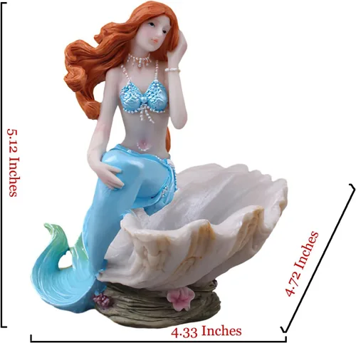 Vista 5 de Figuritas de sirena, adorno de acuario, resina, estilo mediterráneo, sirena, princesa, manualidades, estatua, organizador de almacenamiento de Azul