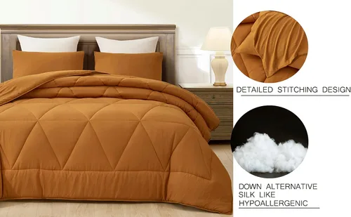 Vista 4 de Chezmoi Collection Rory - Juego de edredón de microfibra acolchada triangular de 2 piezas, ropa de cama geométrica ligera lavada suave, individual