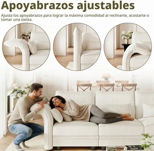 Vista 4 de LLappuil Sofá modular de 10 plazas con almacenamiento, sofás modulares grandes en forma de U para sala de estar con respaldos de brazos ajustables