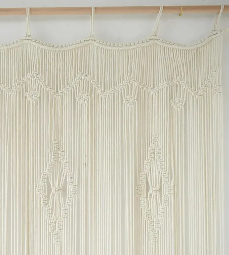 Vista 4 de IOWER Cortina de macramé larga de algodón para ventana, cortinas bohemias para dormitorio, boda, telón de fondo, divisor de habitación, puerta