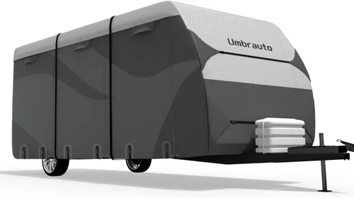 Vista 16 de Cubierta para camioneta camper para campers deslizables de 6–8 pies – Cubierta impermeable para RV Oxford 300D, con revestimiento plateado