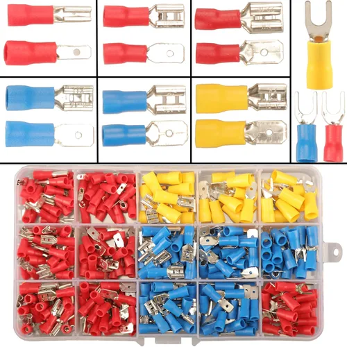 Vista 12 de Feggizuli 280 piezas de conectores de crimpado, kit de conectores macho y hembra de pala de 2.8 mm, 4.8 mm, 6.3 mm, 15 tipos de terminales