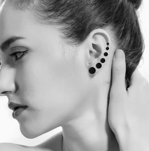 Vista 5 de LIEBLICH Juego de aretes redondos negros de acero inoxidable para hombres y mujeres 6 pares de aretes de 031 a 031 pulgadas 3 a 0315in negro Acero