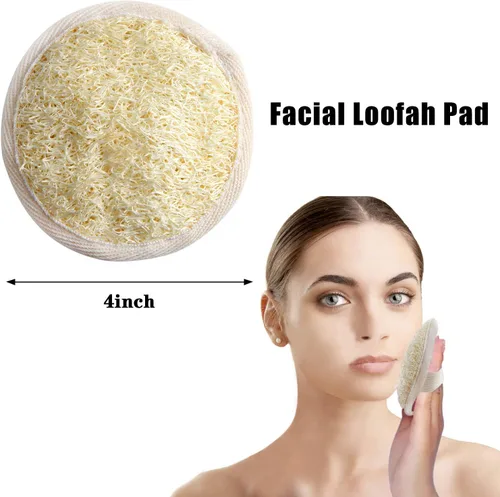 Vista 3 de FEBSNOW Esponja corporal de lufa – 4 unidades de esponja exfoliante para la espalda, esponja de baño de lufa natural, esponja exfoliante