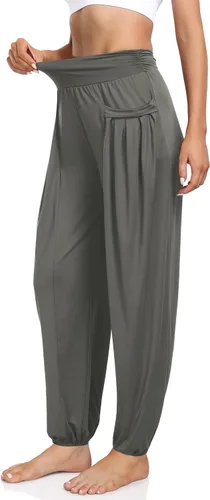 Vista 3 de Pantalones deportivos tipo harén para mujer, cintura alta, casuales, holgados, para entrenamiento, yoga, holgados, cómodos, con bolsillos