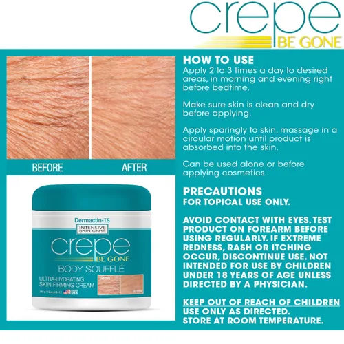 Vista 6 de Dermactin Crepe Be Gone Body Souffle Classic - Grande 12 onzas - Crema reafirmante para la piel crepé ultra hidratante para cuello, pecho, brazos
